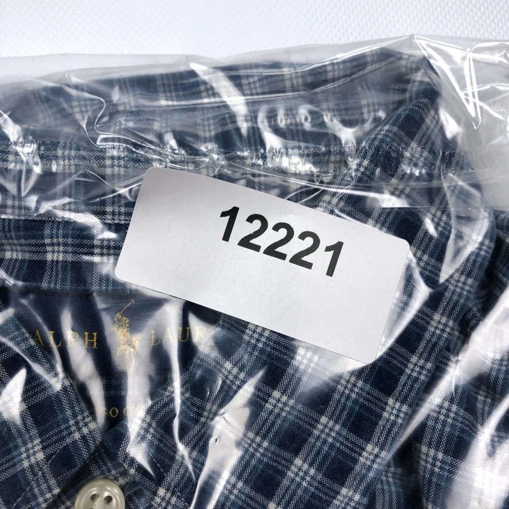 Polo Ralph Lauren Mens XL Indigo Oxford Plaid Short Sleeve Button Down Shirt